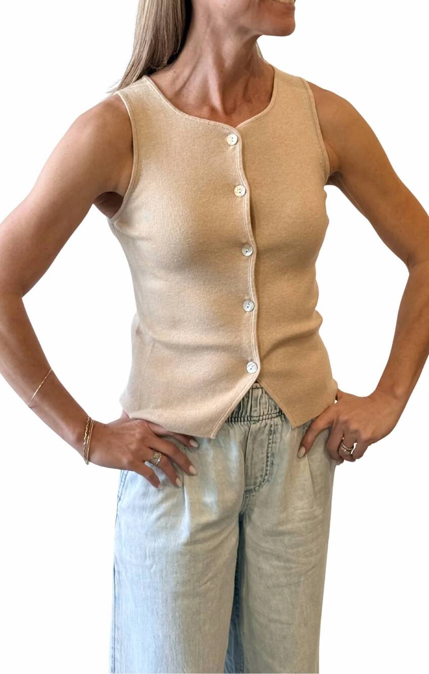 NEW COLORUSH cnn ebb and flow button top in sandstone